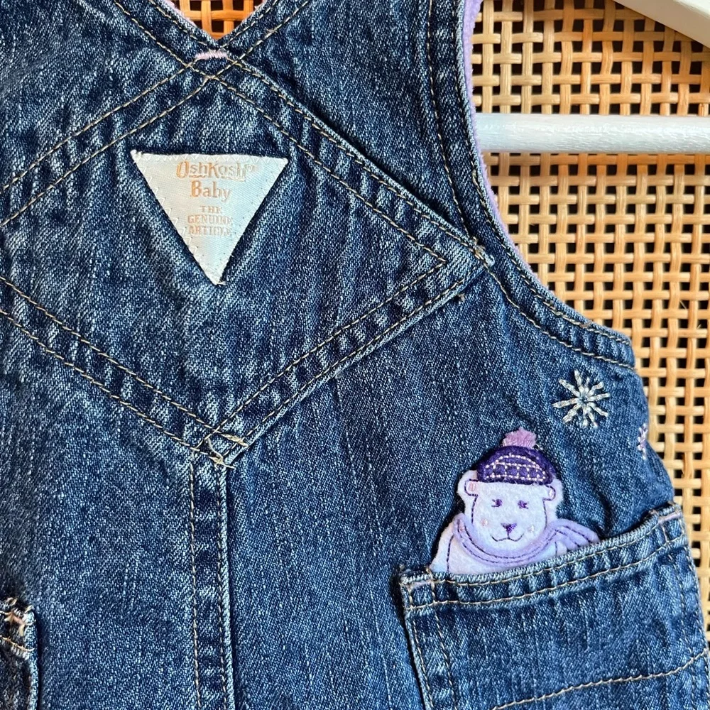 OshKosh Baby 0/3 Fleece Lined Vintage Overalls